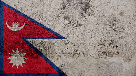 nepal Flag on the old wall textureの写真素材