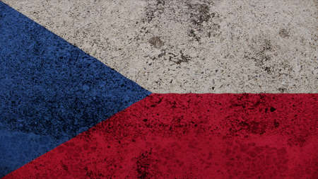 czech republic Flag on the old wall textureの写真素材