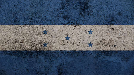 honduras Flag on the old wall textureの写真素材