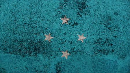 micronesia Flag on the old wall textureの写真素材