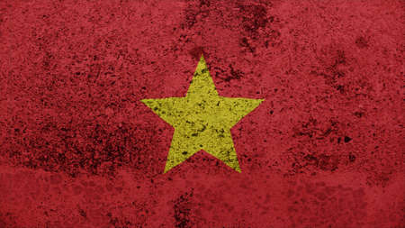 vietnam Flag on the old wall texture