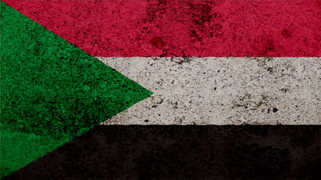 sudan Flag on the old wall textureの写真素材