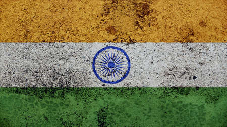 india Flag on the old wall texture