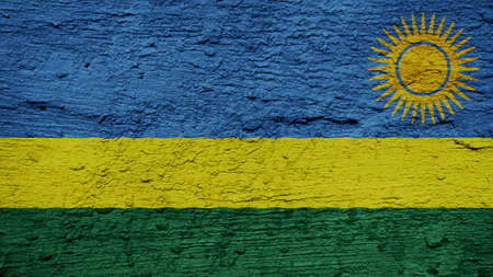  Rwanda Flag on the wall textureの写真素材