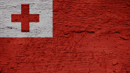 tonga Flag on the wall textureの写真素材