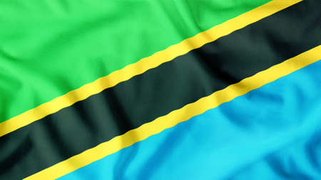 tanzania flag waving colorfulの写真素材