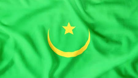 mauritania flag waving colorfulの写真素材
