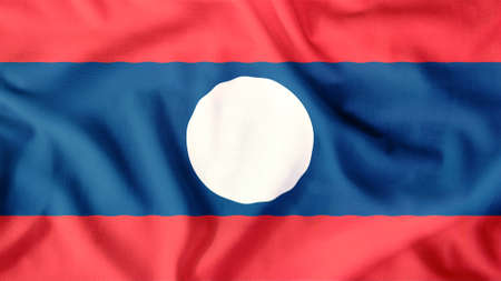 laos flag waving colorfulの写真素材