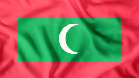 maldives flag waving colorfulの写真素材