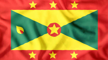 Grenada flag waving colorfulの写真素材