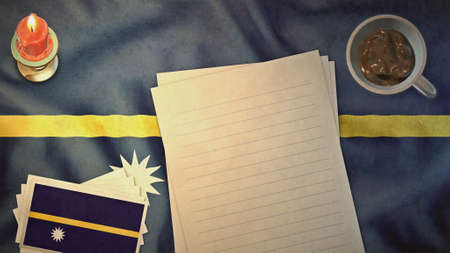 Nauru flag and paper layout vintage stylesの写真素材
