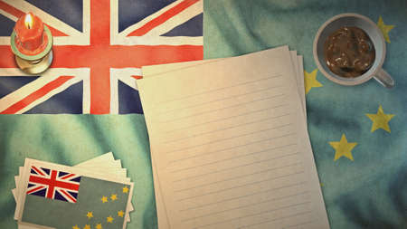 Tuvalu flag and paper layout vintage stylesの写真素材