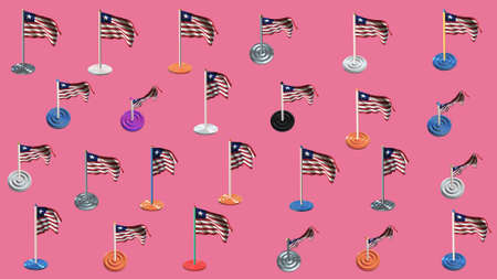 liberia flag waving set with pink backgroundの写真素材