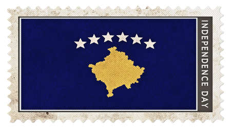 Kosovo flag on stamp independence day big size