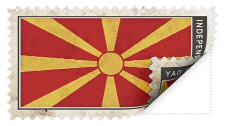 macedonia flag on stamp independence day be ajarの写真素材