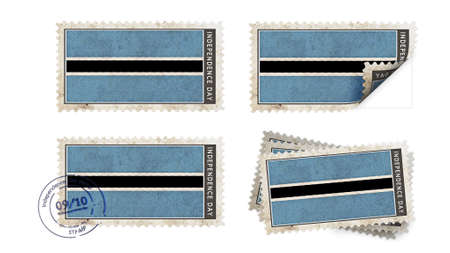 botswana  flag on stamp independence day setの写真素材