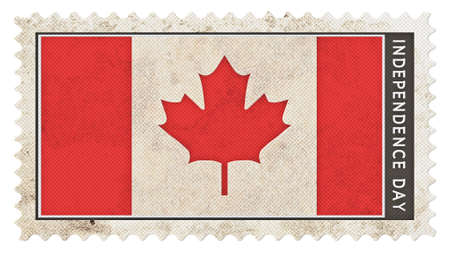 canada flag on stamp independence day big sizeの写真素材
