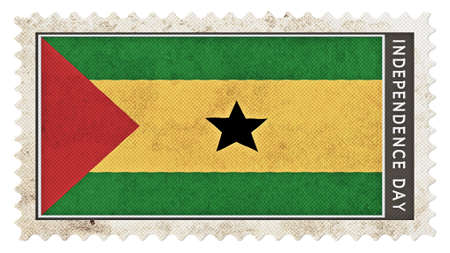 sao tome and principe flag on stamp independence day big sizeの写真素材