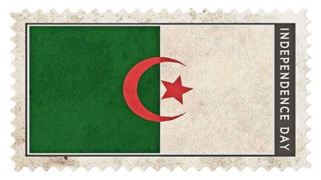 algeria flag on stamp independence day big sizeの写真素材