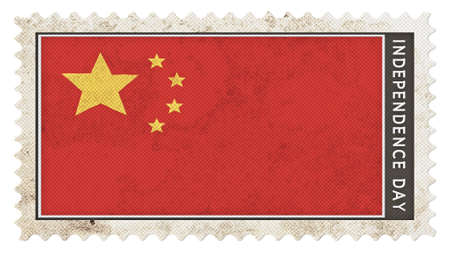 china flag on stamp independence day big sizeの写真素材