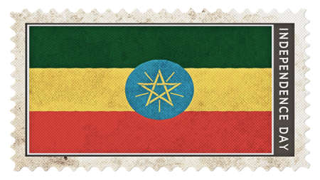ethiopia flag on stamp independence day big sizeの写真素材