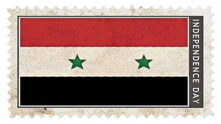 syria flag on stamp independence day big sizeの写真素材