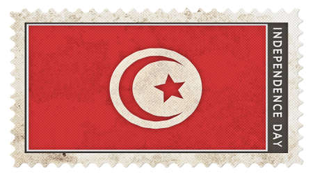 tunisia flag on stamp independence day big sizeの写真素材