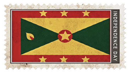 Grenada flag on stamp independence day big sizeの写真素材