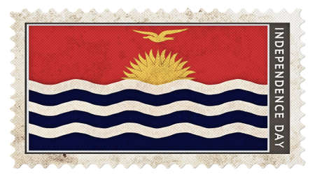 Kiribati flag on stamp independence day big sizeの写真素材