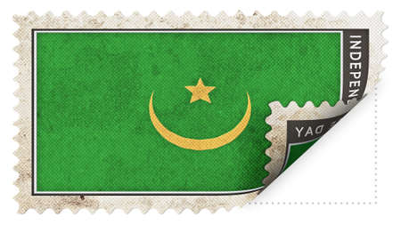 mauritania flag on stamp independence day be ajarの写真素材