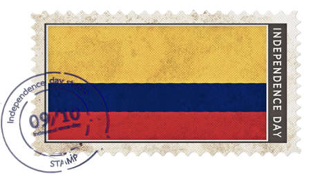 colombia flag on stamp independence day with date pumpの写真素材