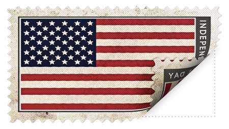 united states of american flag on stamp independence day be ajarの写真素材