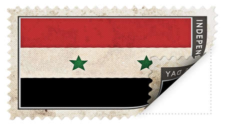syria flag on stamp independence day be ajarの写真素材