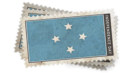 micronesia flag on stamp independence day is overlayの写真素材