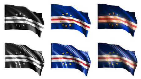 cape verde flags waving set front view