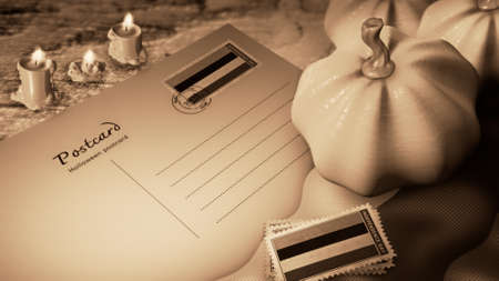  mauritius  halloween day and postcard sepia color stylesの写真素材