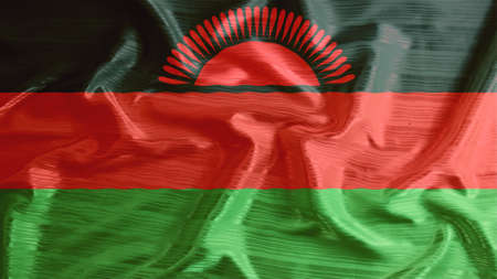 Malawi flag closeup of ruffled の写真素材