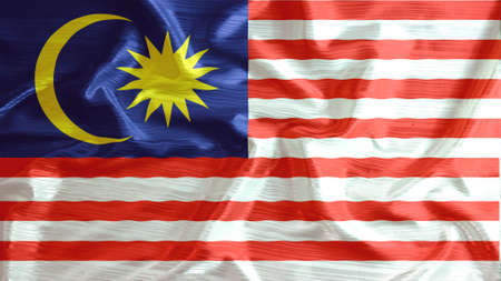 Malaysia flag closeup of ruffled の写真素材