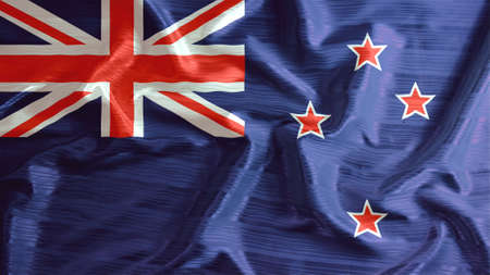 New Zealand flag closeup of ruffled の写真素材
