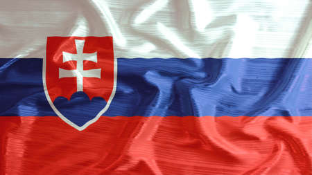 Slovakia flag closeup of ruffled の写真素材