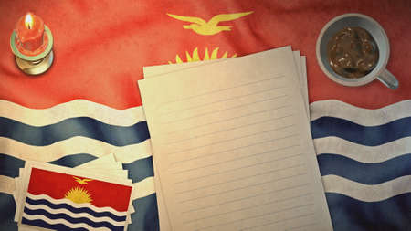 Kiribati flag and paper layout vintage stylesの写真素材