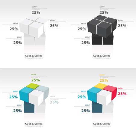 swivel cube infographic template setのイラスト素材