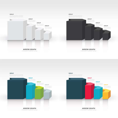 3d arrow staircase diagram business step setのイラスト素材