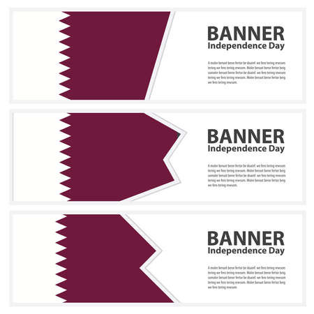 qatar Flag banners collection independence dayのイラスト素材