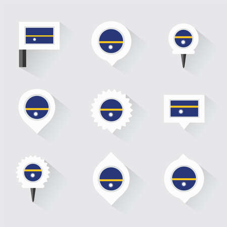 Nauru flag and pins for infographic, and map designのイラスト素材