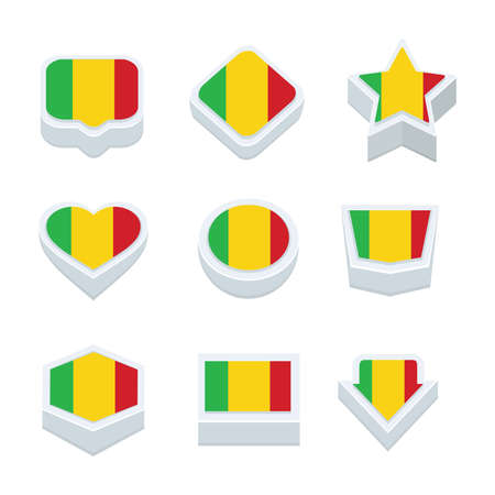 mali flags icons and button set nine stylesのイラスト素材
