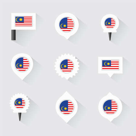Malaysia flag and pins for infographic, and map designのイラスト素材