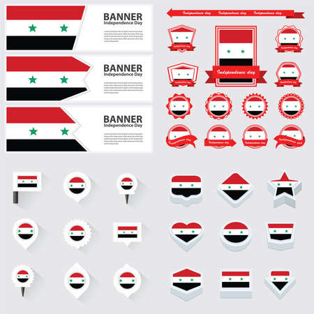 syria independence day, infographic, and label Set.のイラスト素材