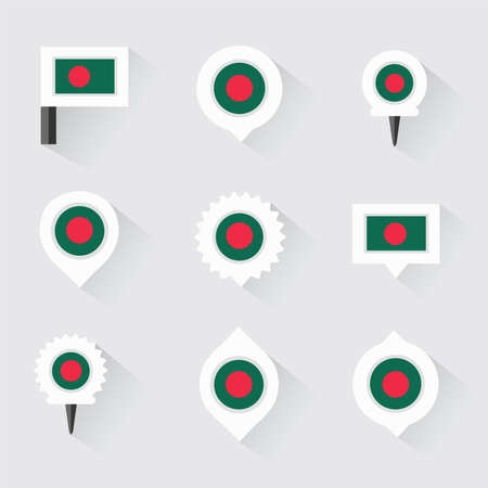 bangladesh flag and pins for infographic, and map designのイラスト素材