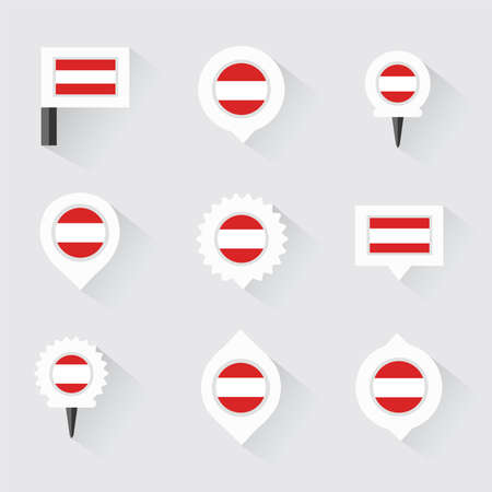 austria flag and pins for infographic, and map designのイラスト素材